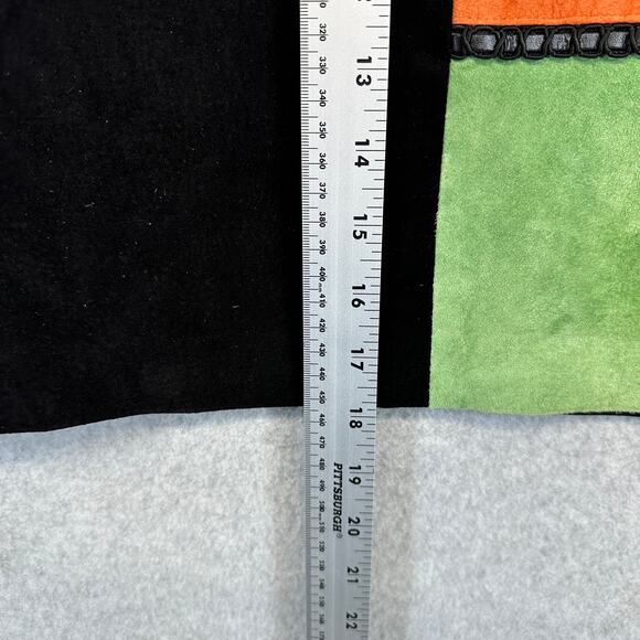 Marcello Soltan Skirt Womens Size M Multicolor Colorblock Suede Leather Back Zip - Picture 12 of 12